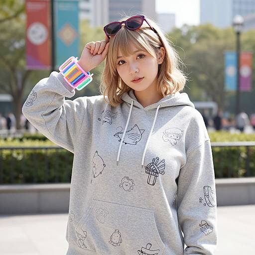 Stylish Young Woman in Sunny Park