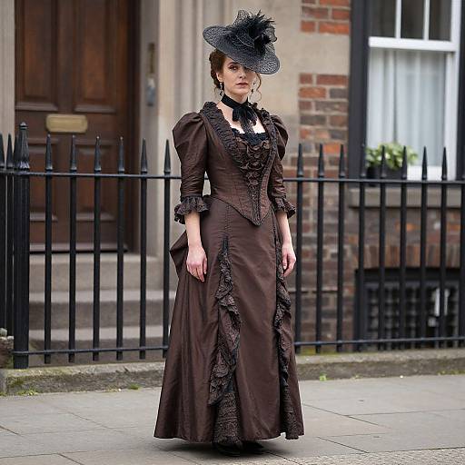 Victorian Woman in Brown Dress