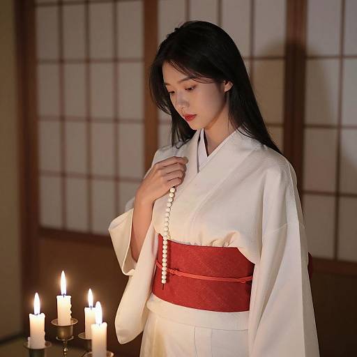 Serene Japanese Woman in Traditional Kimono