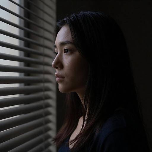 Serene Woman in Dimly Lit Window
