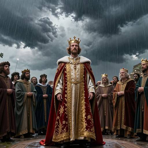 Regal Monarch in Surreal Stormy Court