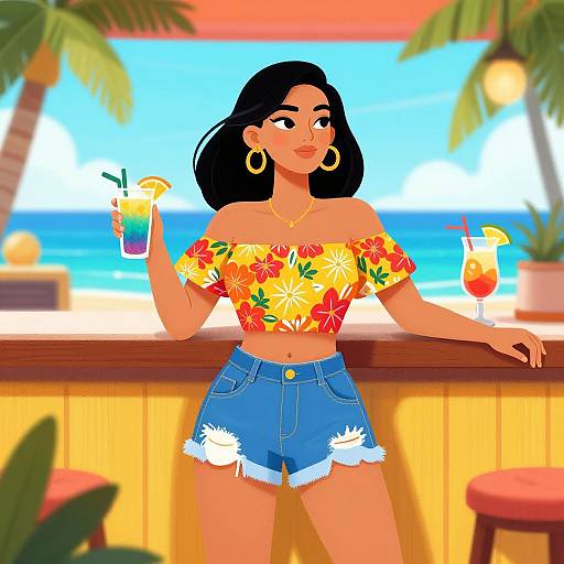 Vibrant Tropical Summer Bar Scene
