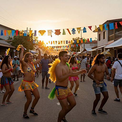 Vibrant Sunset Street Festival Celebration