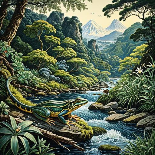 Lush Amphibian by Mountain River Lush Amphibian by Mountain River