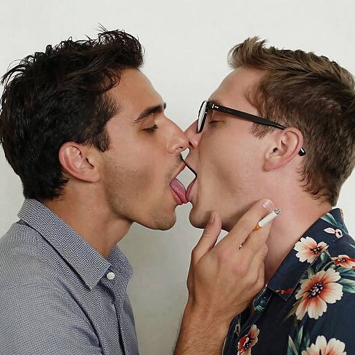 Passionate Kiss Between Two Men