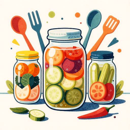 Vibrant Fermentation: Colorful Preserved Vegetable Art