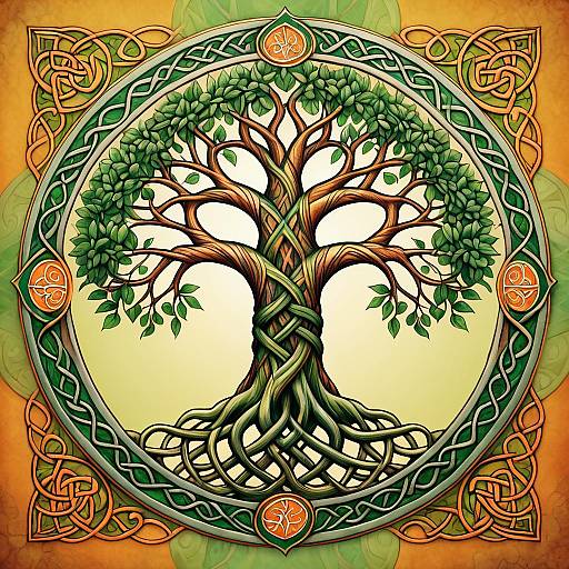 Ornate Celtic Tree of Life Illustration