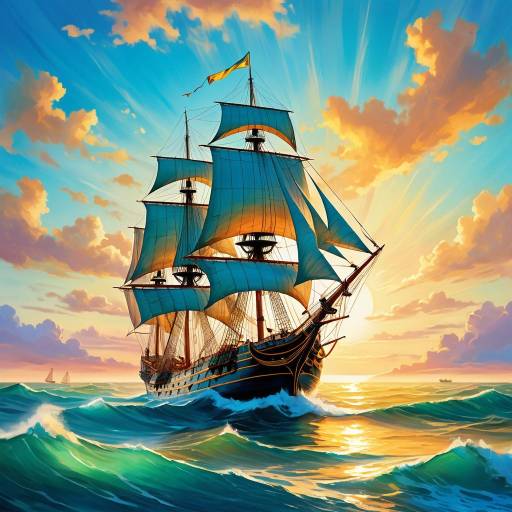Sailing Ship at Sunset