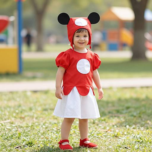 Joyful Child in Festive Red Costume