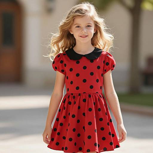 Elegant Blonde Girl in Red Dress