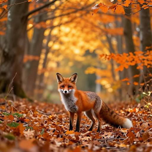 Autumn Fox on Vibrant Forest Path