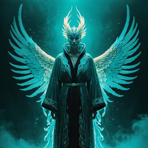 Bioluminescent Phoenix-Human Hybrid Portrait