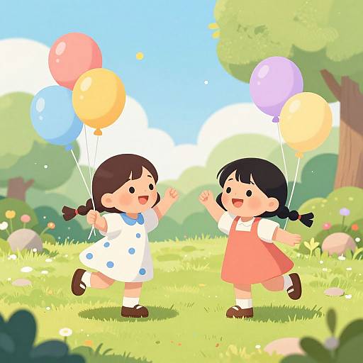 AI Tween Girls Playing in Sunny Backyard