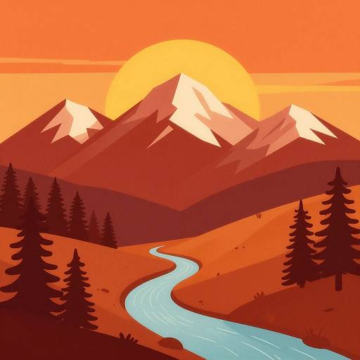 Retro Minimalist Tatra Mountains Sunset