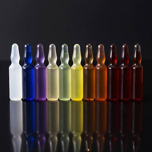 Vibrant Glass Vials on Black Surface