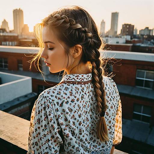Teen Girl with Pull-Through Braid on Rooftop