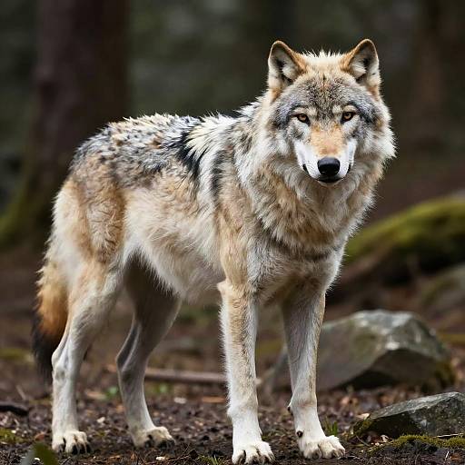 Realistic Muscular White Wolf Anthro