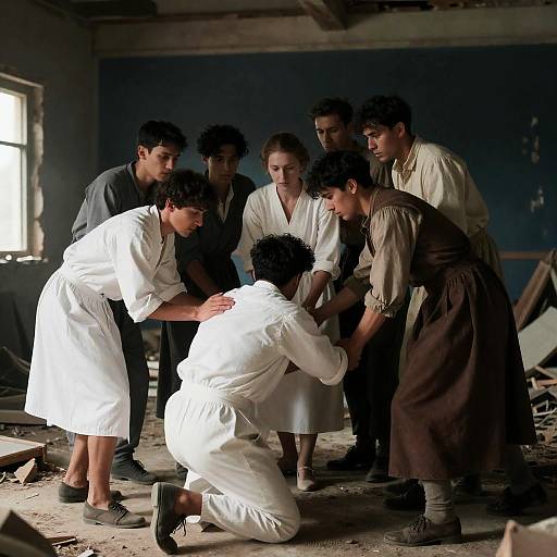 Historical Gathering in a Ruined Space