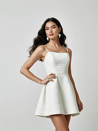 Woman in White A-line Mini Dress