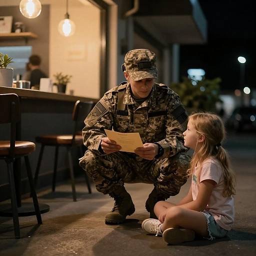 Intimate Night Scene in Modern Café
