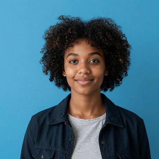 Portrait of Young Black Woman with Curly Hair