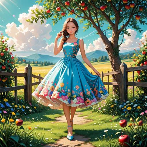 Young Girl Twirling in Turquoise Dress Young Girl Twirling in Turquoise Dress