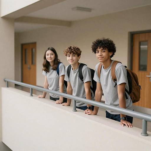 Teenagers in School Hallway
