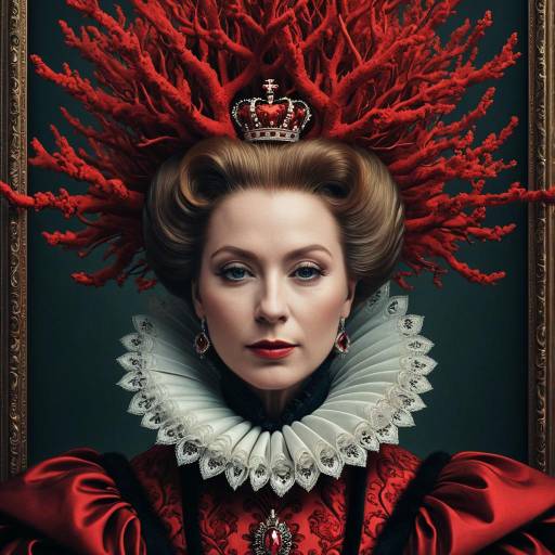 Digital Portrait of Queen Elizabeth I with Red Tree Crown