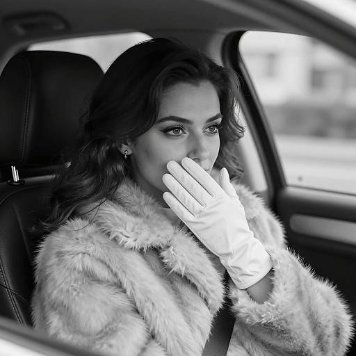 Elegant Woman in a Classic Car