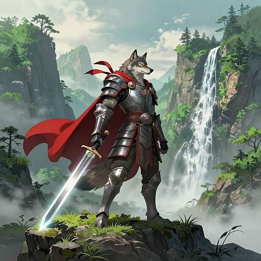 Heroic Wolf Warrior in Fantasy Realm