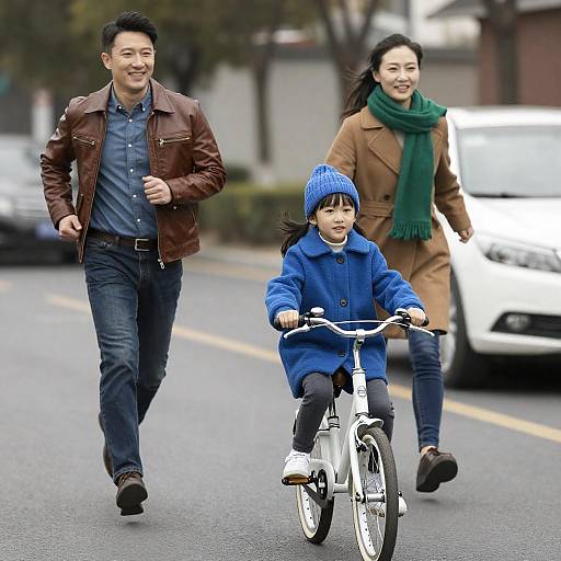 Smiling Family Bike Ride Outdoors