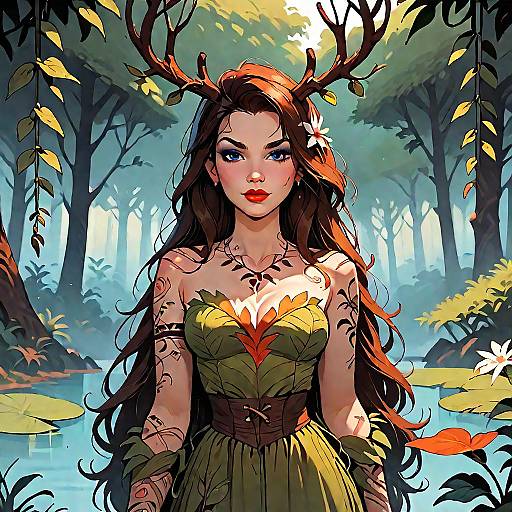 Smirking Dryad Girl at Sunset