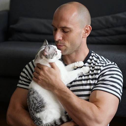 Captivating Bond: Man and Cat Portrait