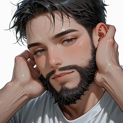 Handsome Bearded Man Close-Up