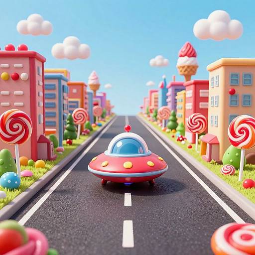 Spaceship Road Through Candy City