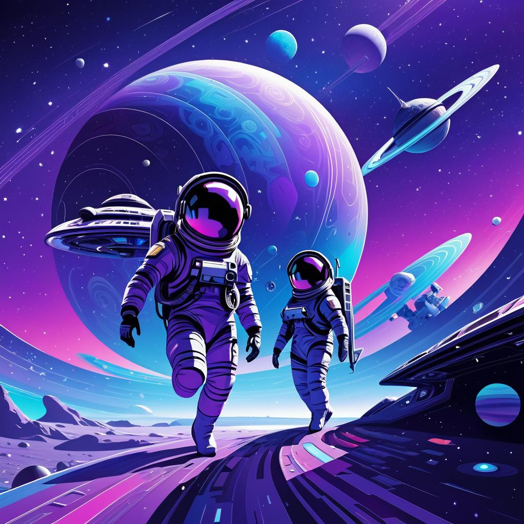 Vibrant Space Adventure Illustration