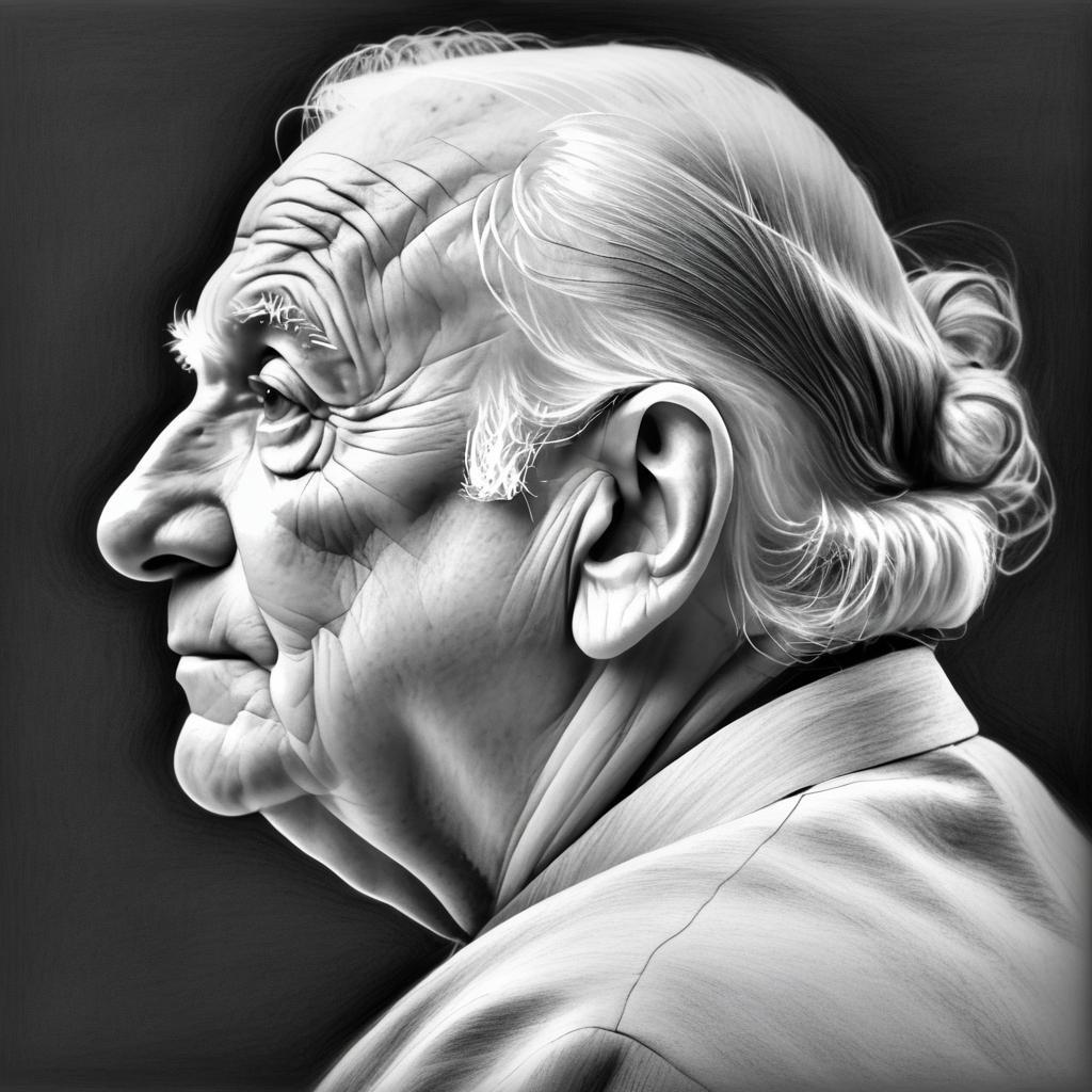 Elderly Man's Portrait in Pencil