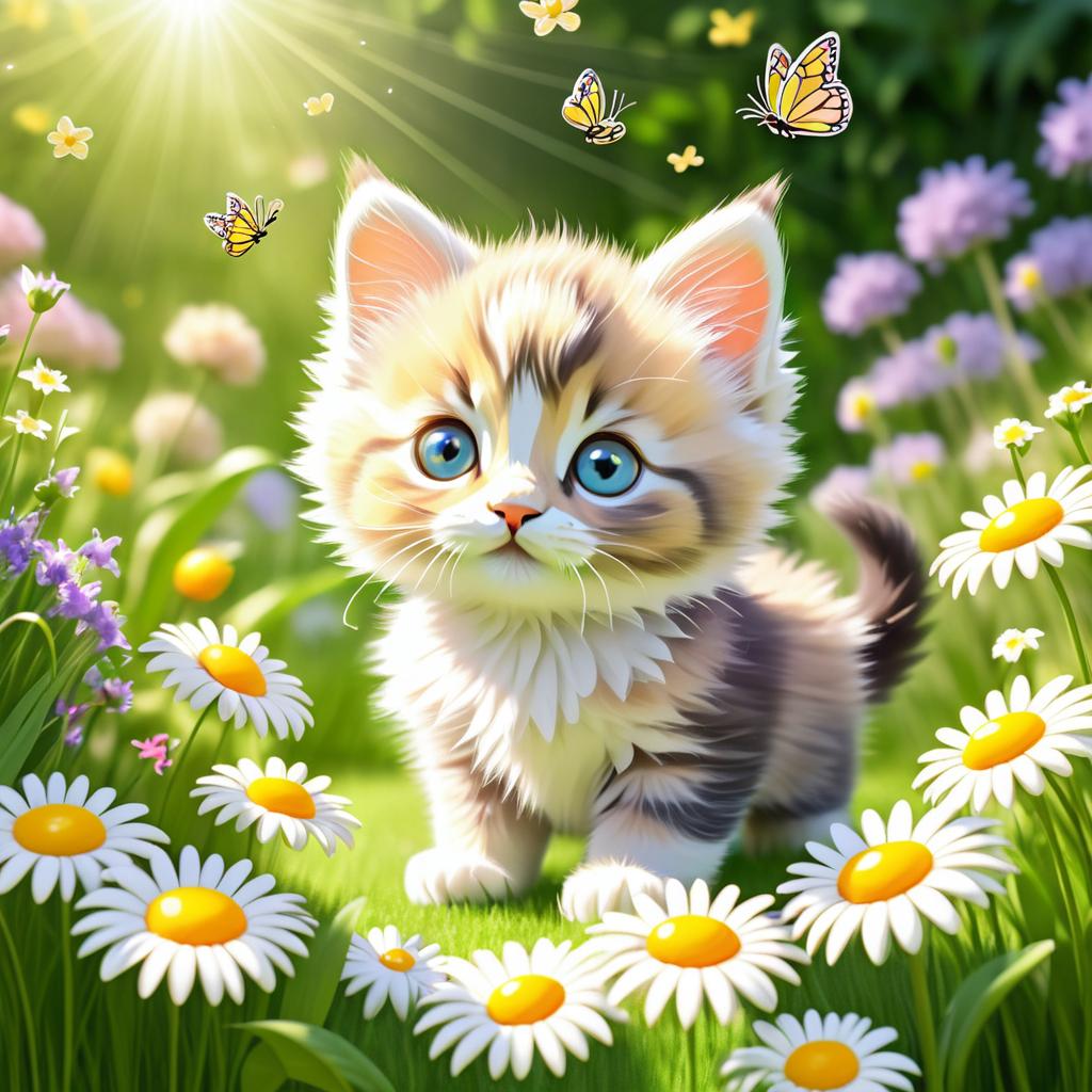 Playful Kitten in a Sunny Garden