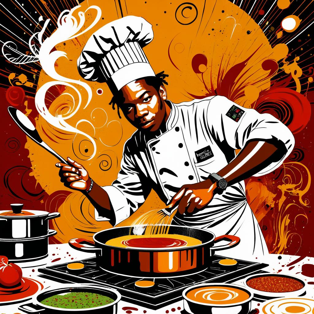 Passionate Chef in Basquiat Style