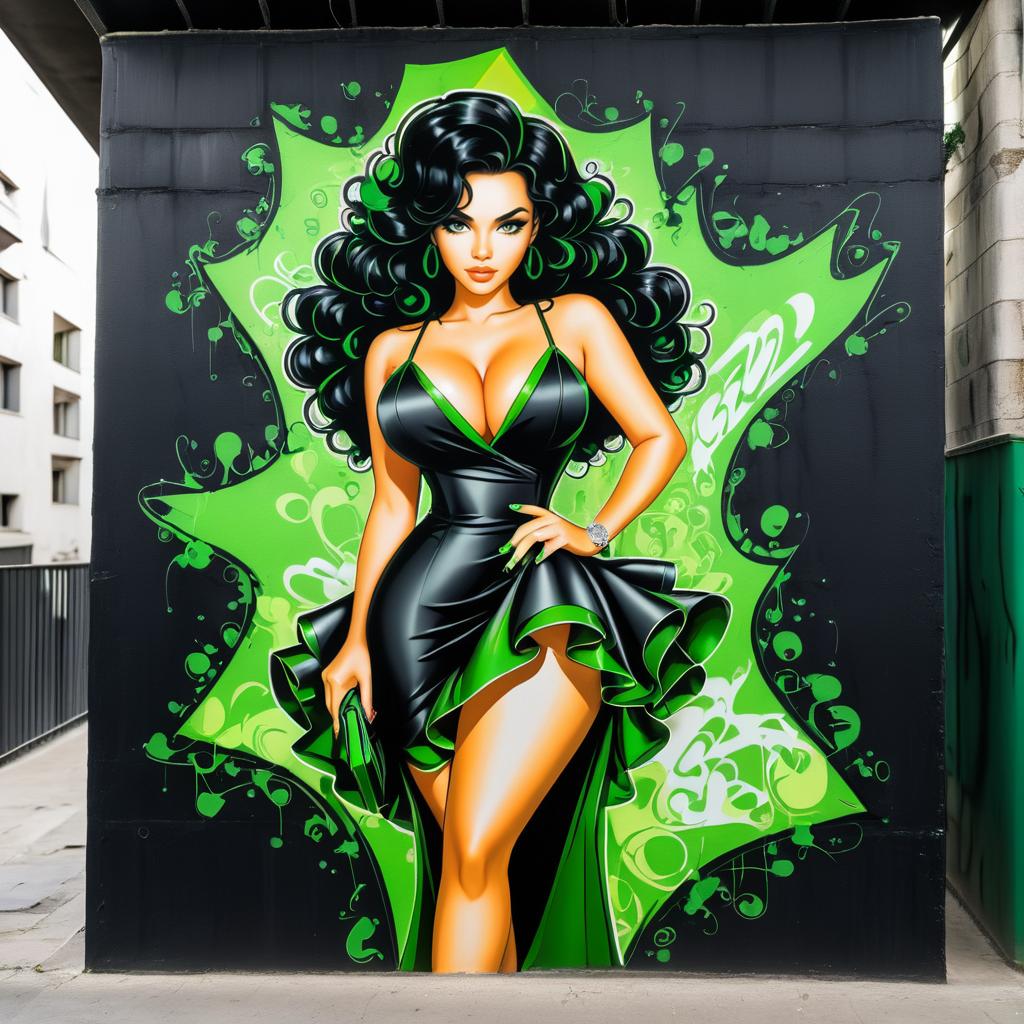 Stylish Cartoon Graffiti Art of a Woman