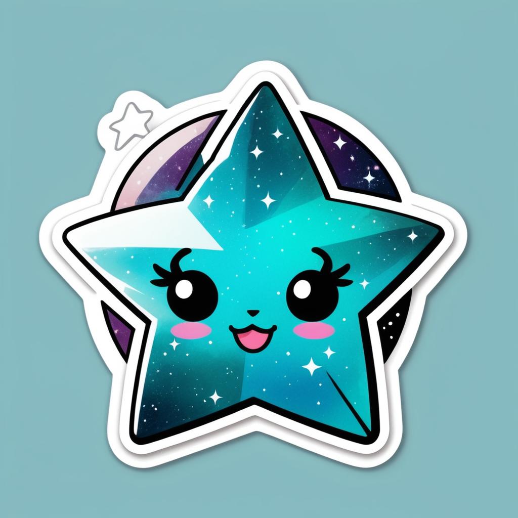 Kawaii Patina Star Cartoon Sticker Design