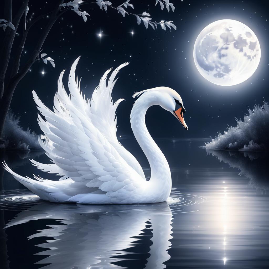 Majestic Swan Howling at the Moon