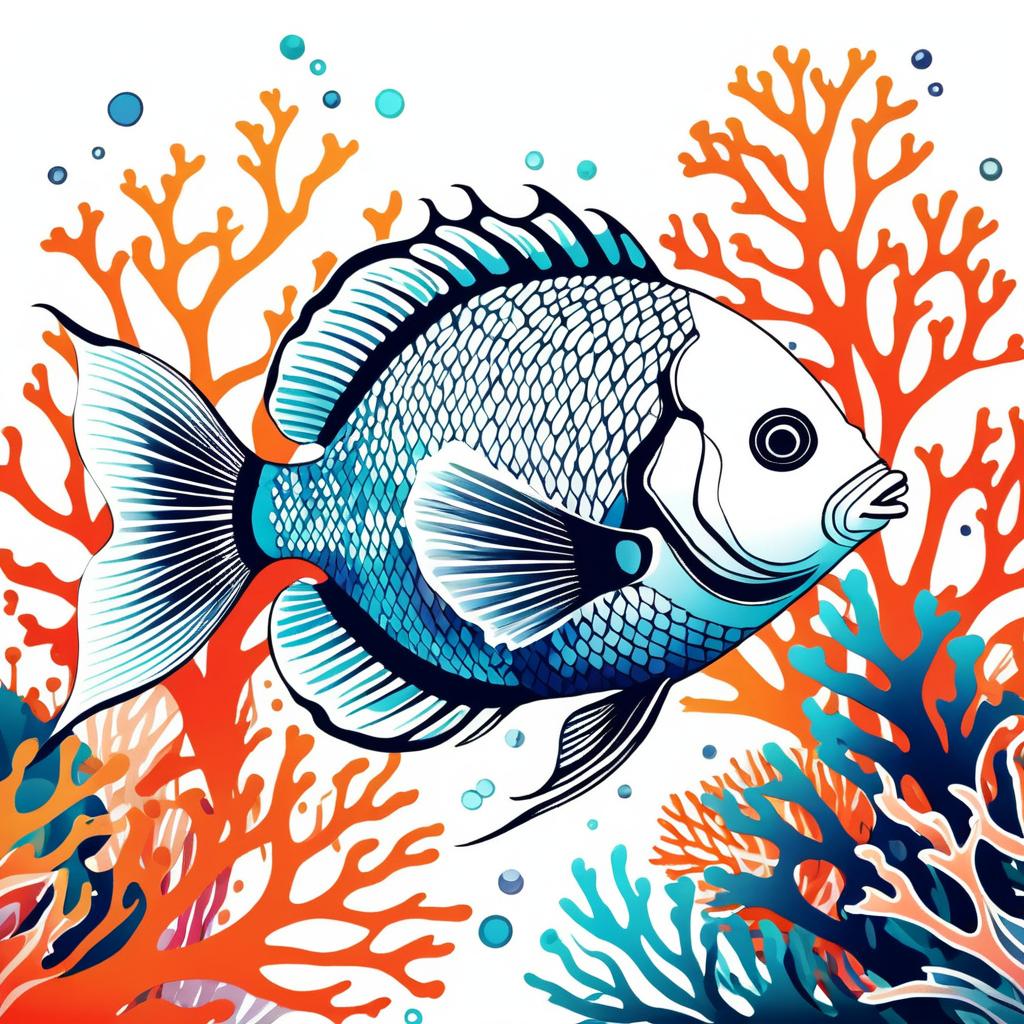 Vibrant Hand-Drawn Tropical Fish Illustration