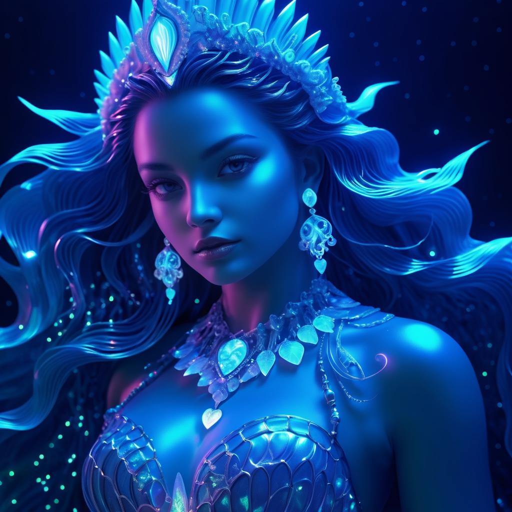 Dynamic Neon Mermaid Art Portrait