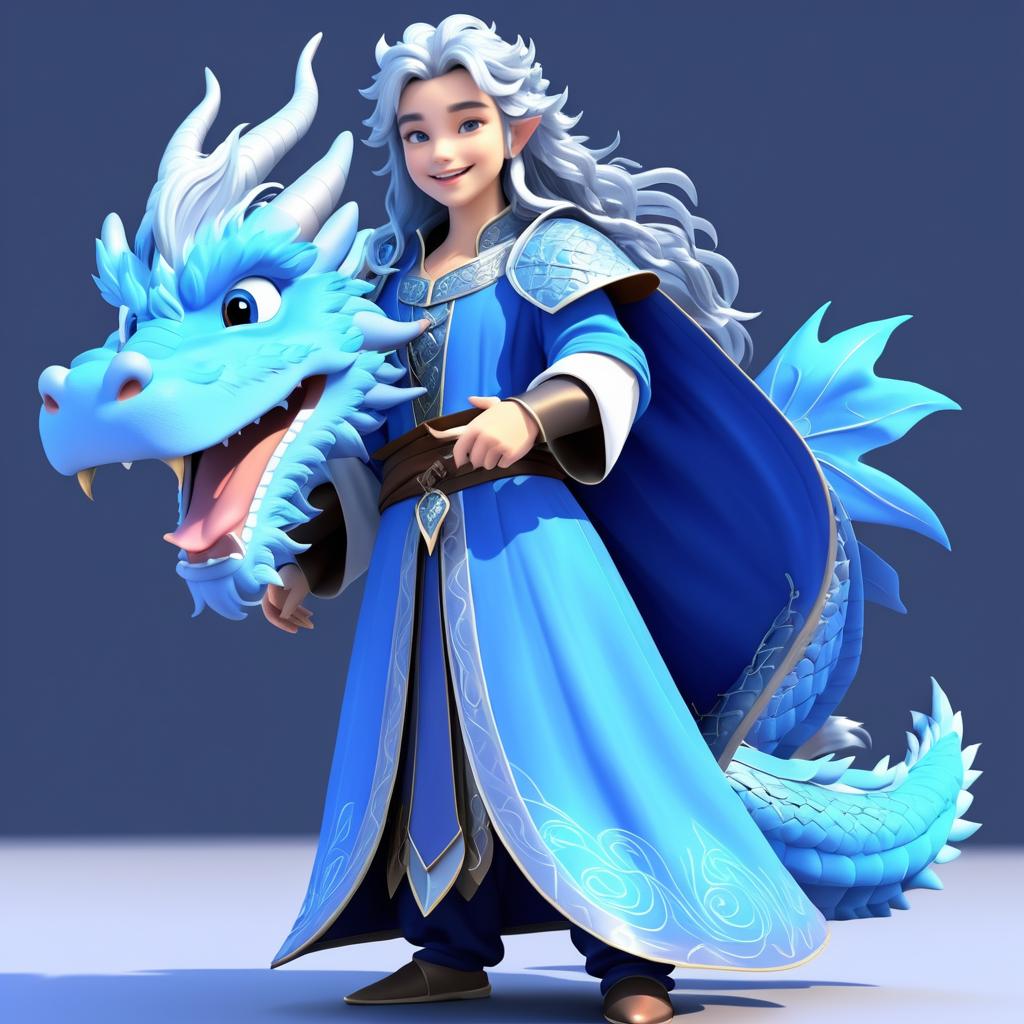 Charming Blue Dragon in Medieval Tunic