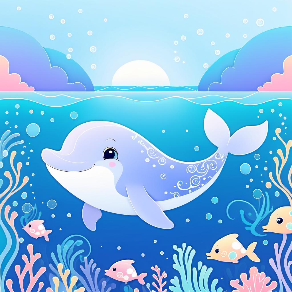 Whimsical Cartoon Baby Whale Illustration