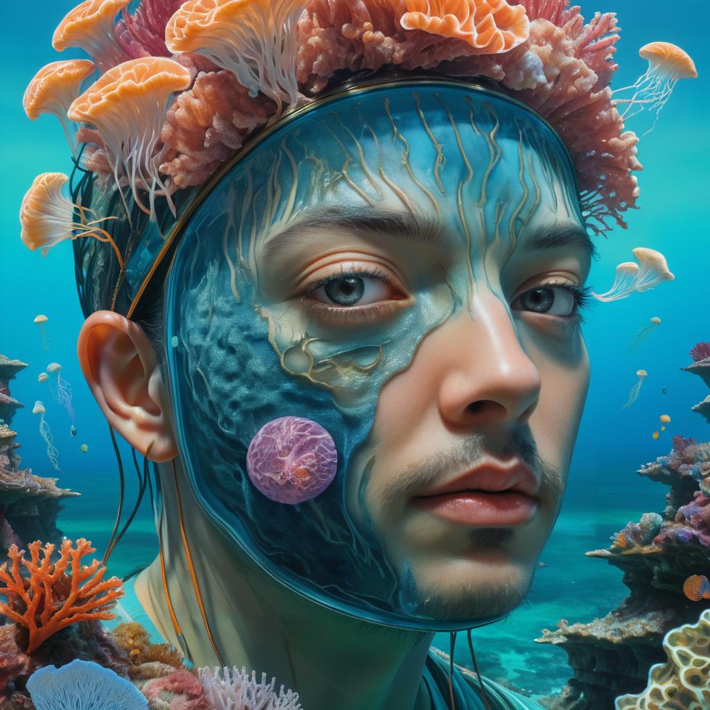 Surreal Anatomical Portrait with Marine Elements