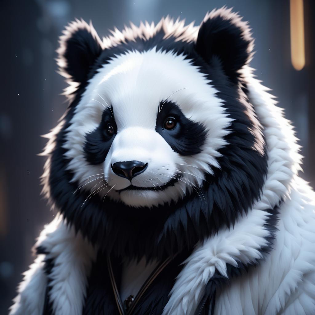 Charming Panda in Cinematic Lighting