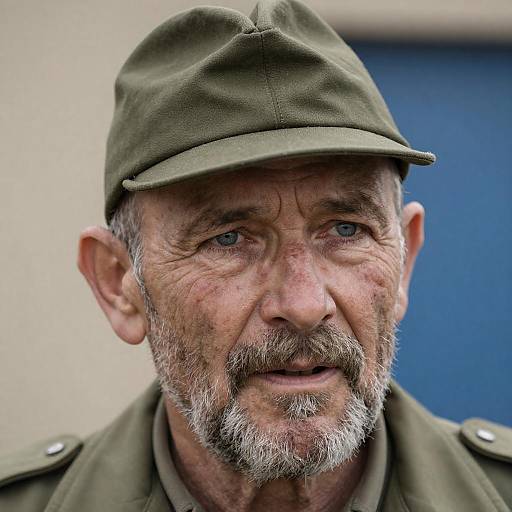 Intense Portrait of a Weathered Veteran