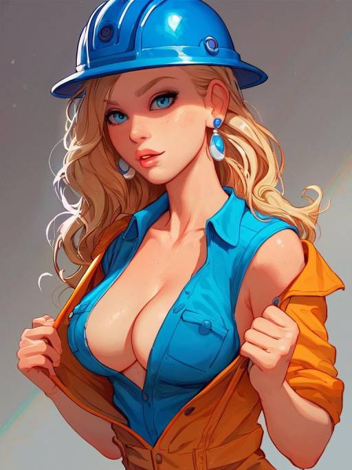 Stylish Blonde Girl in Helmet and Jewelry